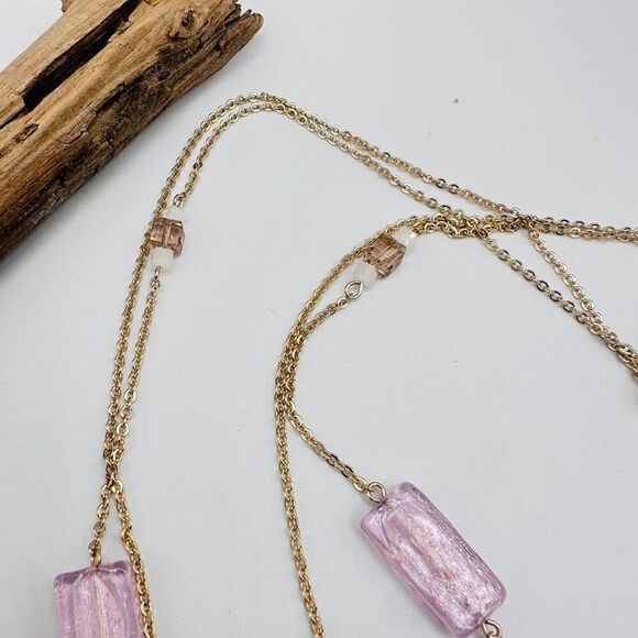 Amrita Singh Gold-Tone Necklace with Pink Resin & Crystal Beads, Tassel Pendant - Picture 5 of 7